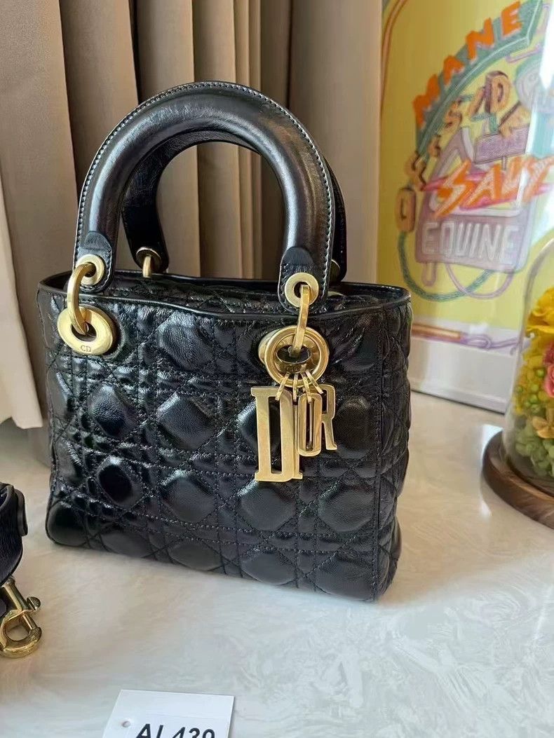 Dior Dior Black Gold Oil Wax Leather Handbag Size ONE SIZE - 3 Thumbnail