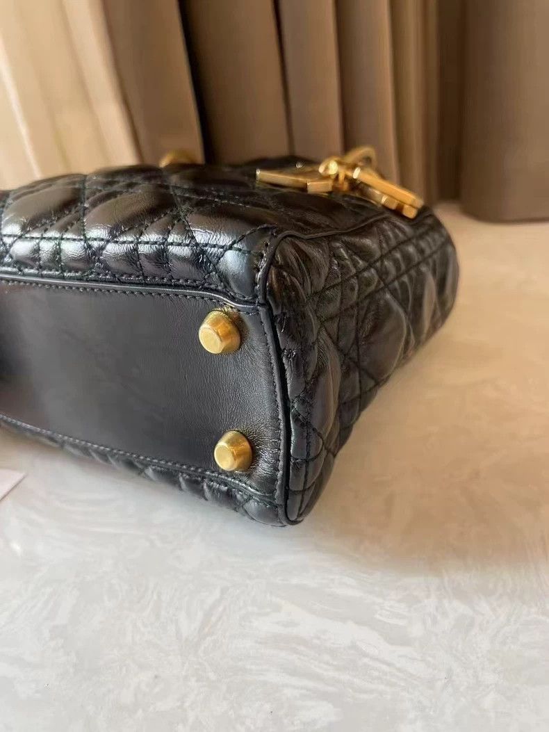 Dior Dior Black Gold Oil Wax Leather Handbag Size ONE SIZE - 9 Thumbnail