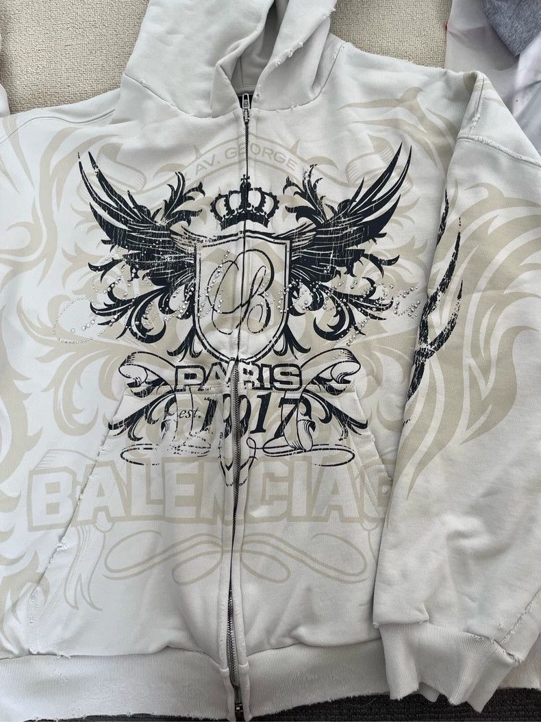 Balenciaga Balenciaga Graphic Pattern Zip-Up Hooded Jacket Size US L / EU 52-54 / 3 - 4 Thumbnail