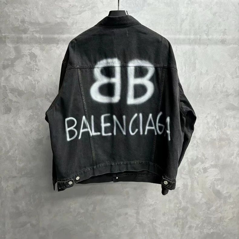 Balenciaga Balenciaga Black Logo Print Denim Jacket Size US S / EU 44-46 / 1 - 2 Thumbnail