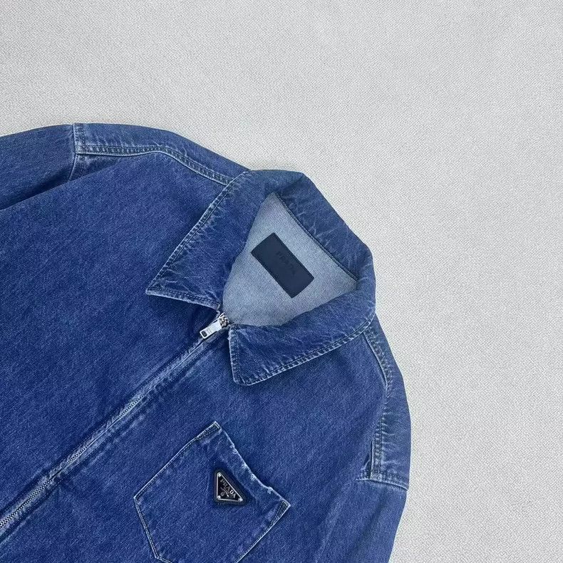 Prada Prada Denim Jacket with Triangle Logo Size US XXL / EU 58 / 5 - 3 Thumbnail