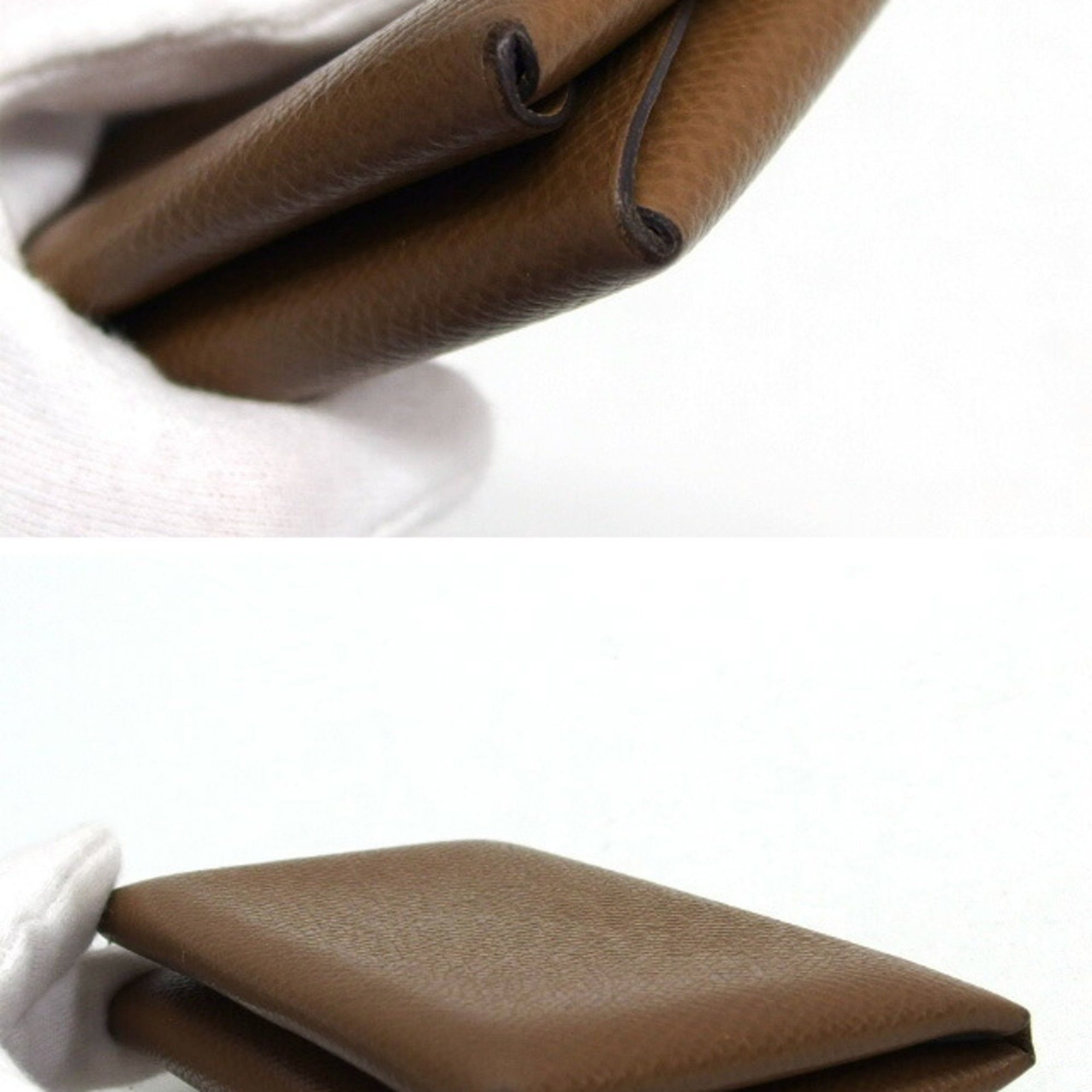 Hermes Hermes Calvi Duo Bi-fold Coin Purse Maroon Brown Size ONE SIZE - 7 Thumbnail