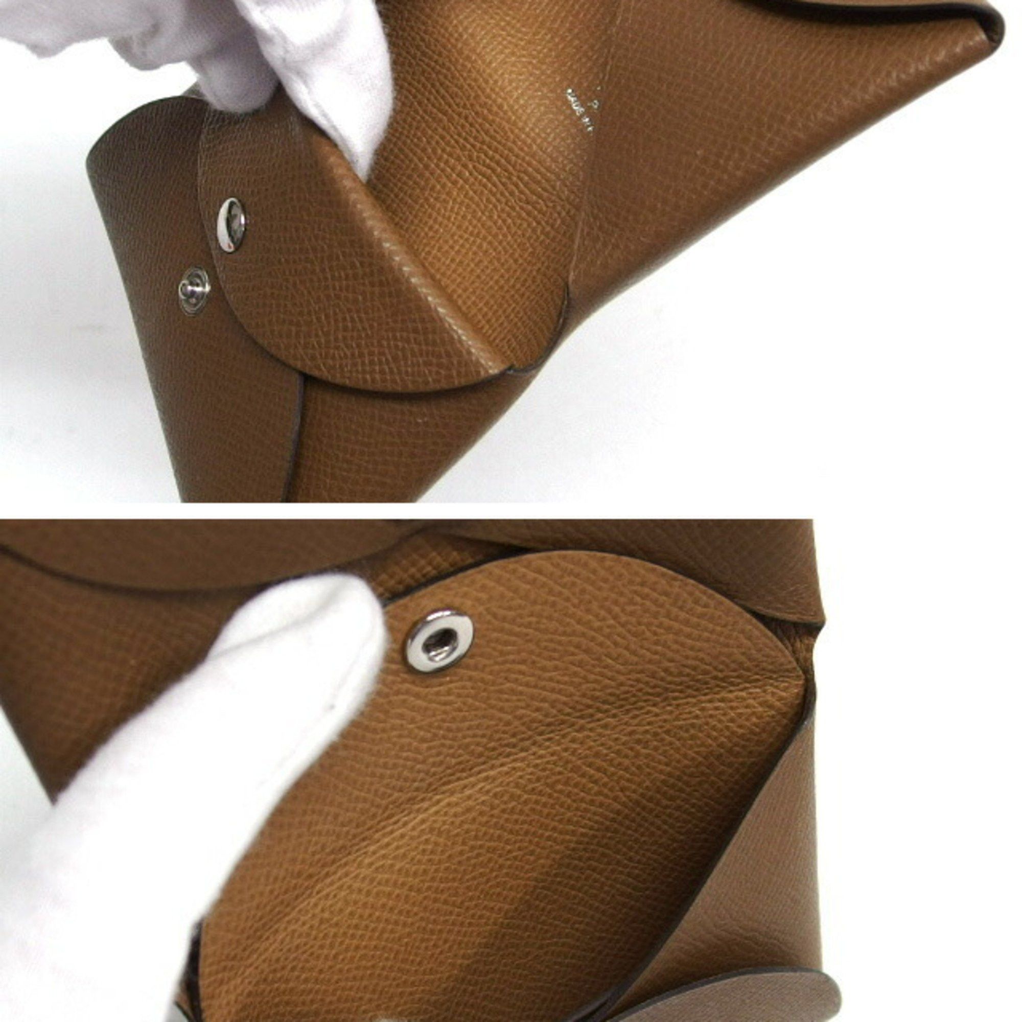 Hermes Hermes Calvi Duo Bi-fold Coin Purse Maroon Brown Size ONE SIZE - 4 Thumbnail