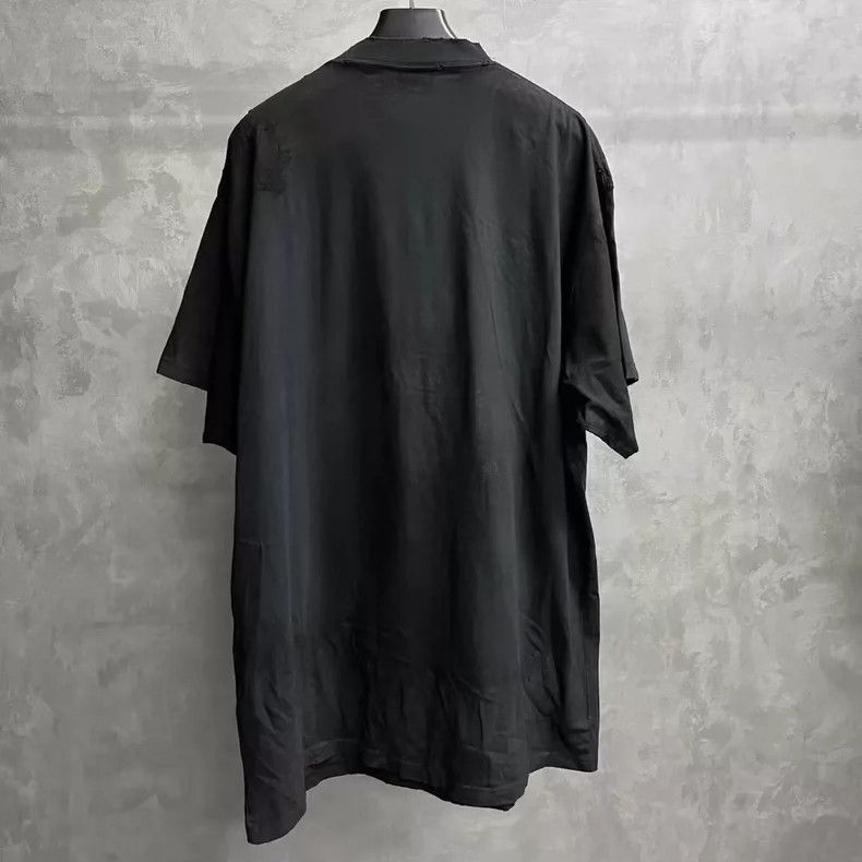 Balenciaga Balenciaga Black Embroidered Logo Short Sleeve T-Shirt Size US M / EU 48-50 / 2 - 2 Thumbnail