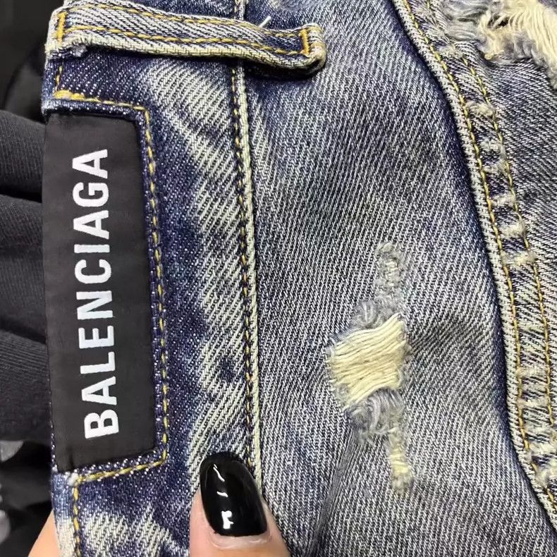 Balenciaga Balenciaga Blue Distressed Denim Jeans Size S Size US 27 - 5 Thumbnail
