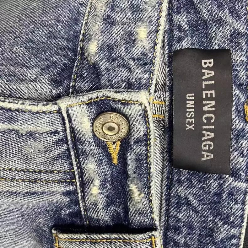 Balenciaga Balenciaga Blue Distressed Denim Jeans Size S Size US 27 - 3 Thumbnail