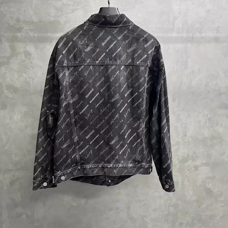 Balenciaga Balenciaga Black Logo Printed Denim Jacket Size US M / EU 48-50 / 2 - 2 Thumbnail