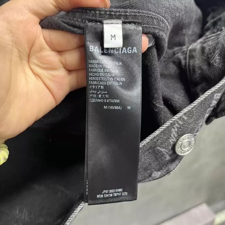 Balenciaga Balenciaga Black Logo Printed Denim Jacket Size US M / EU 48-50 / 2 - 4 Thumbnail