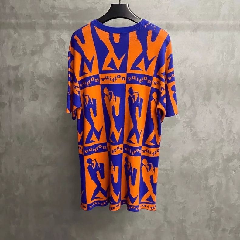 Louis Vuitton Louis Vuitton Orange Graphic Short Sleeve Knit Size US XL / EU 56 / 4 - 2 Thumbnail