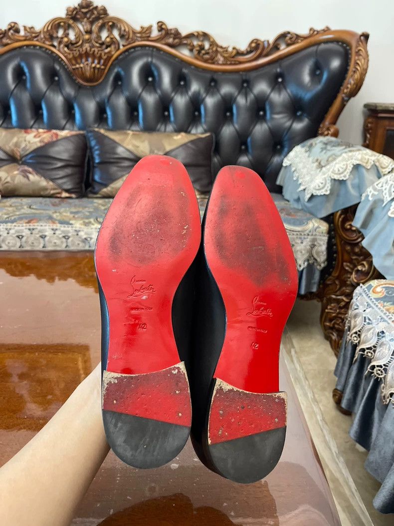 Christian Louboutin Christian Louboutin Men's Black Leather Shoes Size US 9 / EU 42 - 6 Thumbnail