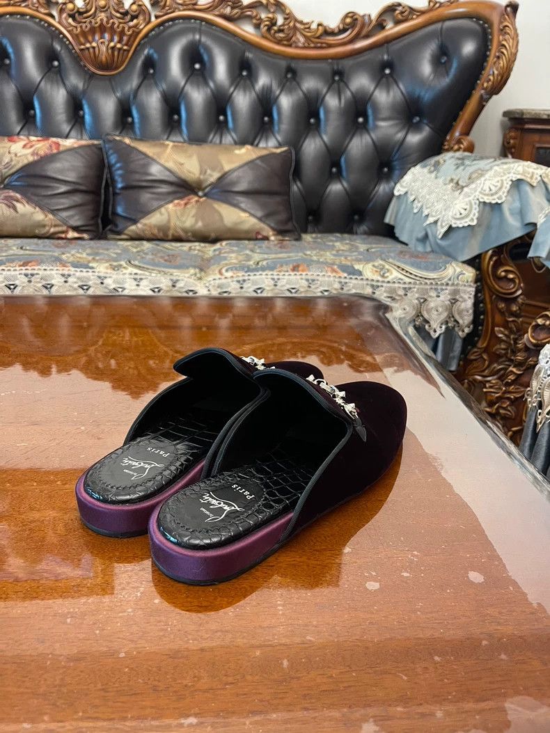 Christian Louboutin Men's Burgundy Velvet Shoes