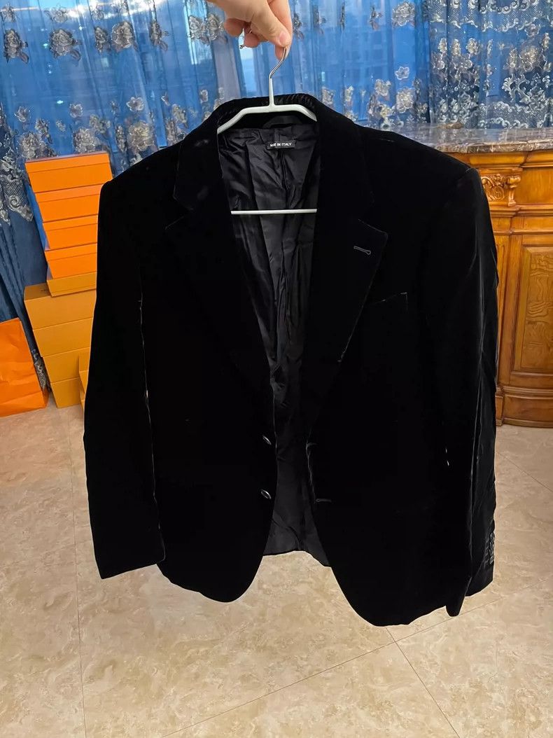 Emporio Armani Giorgio Armani Black Velvet Blazer Coat Size US M / EU 48-50 / 2 - 2 Thumbnail
