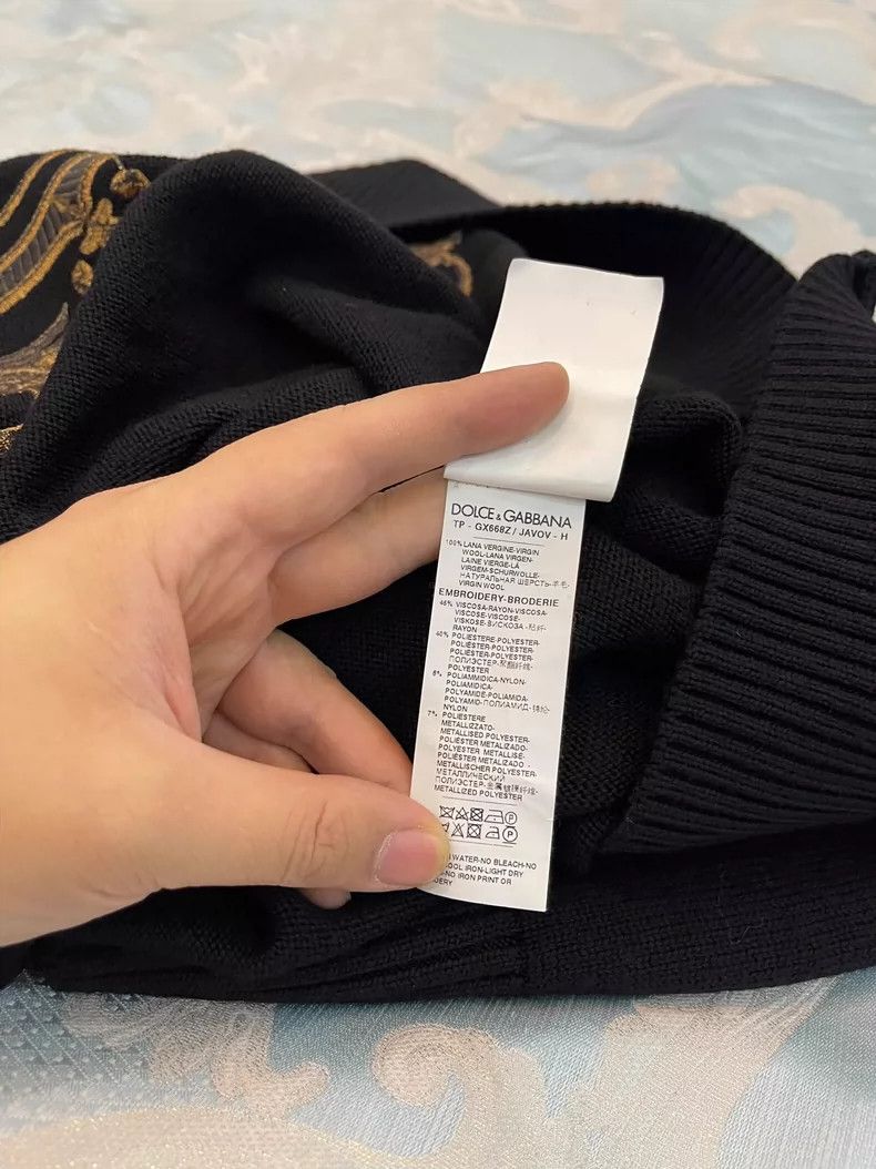 Dolce & Gabbana Dolce & Gabbana Black Wool Sweater with Embroidery Size US L / EU 52-54 / 3 - 7 Thumbnail