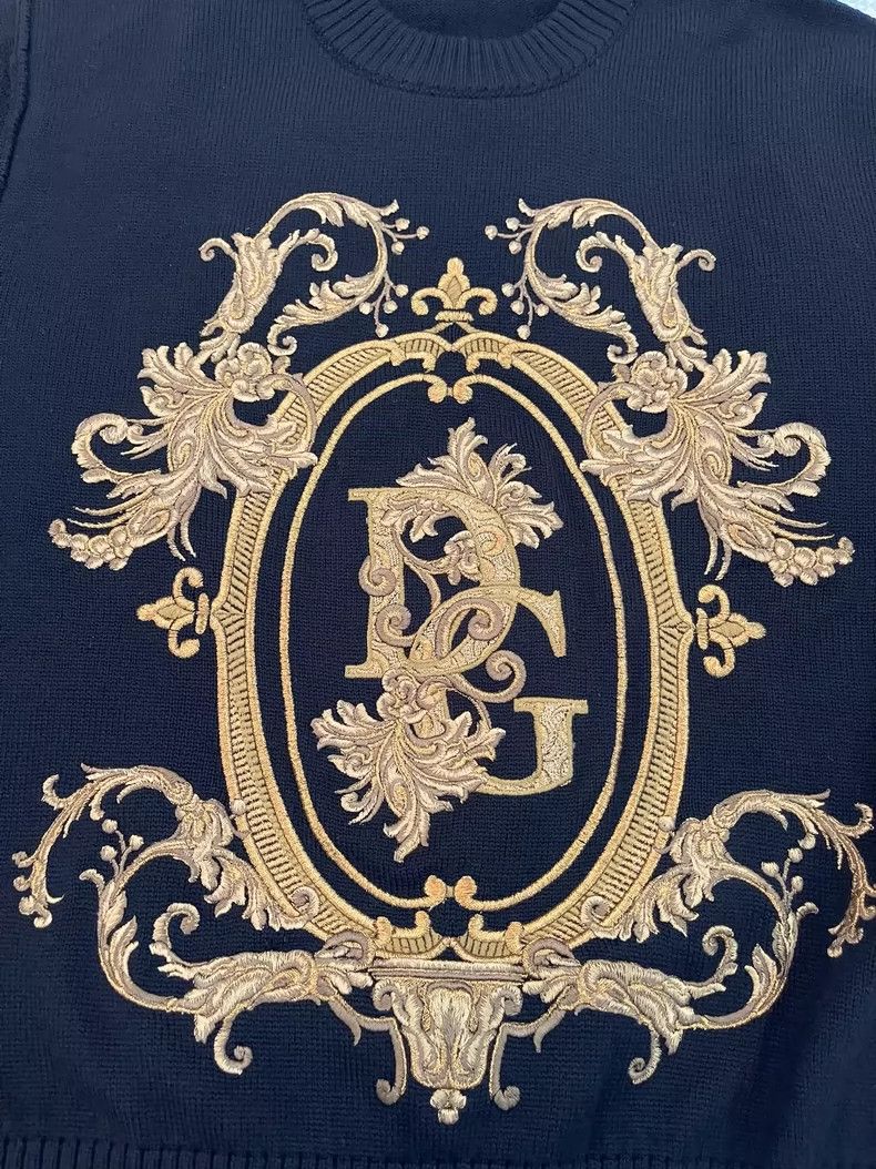 Dolce & Gabbana Dolce & Gabbana Black Wool Sweater with Embroidery Size US L / EU 52-54 / 3 - 3 Thumbnail