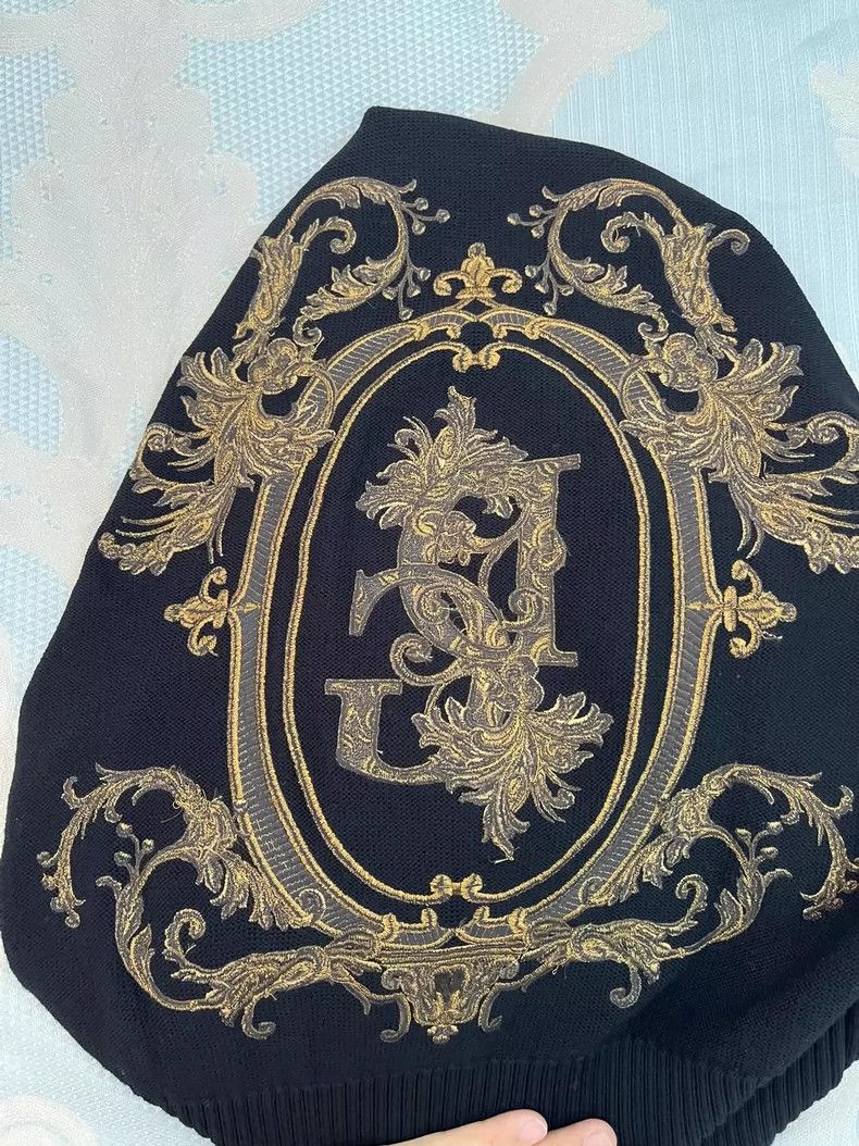 Dolce & Gabbana Dolce & Gabbana Black Wool Sweater with Embroidery Size US L / EU 52-54 / 3 - 9 Thumbnail