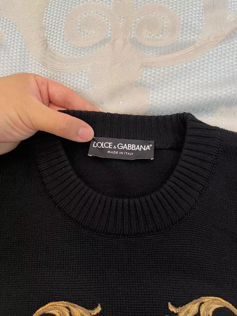 Dolce & Gabbana Dolce & Gabbana Black Wool Sweater with Embroidery Size US L / EU 52-54 / 3 - 5 Thumbnail