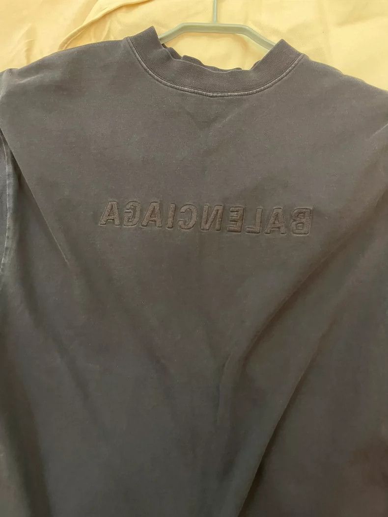 Balenciaga BALENCIAGA Gray Sweatshirt with Checkered Sleeves Size US L / EU 52-54 / 3 - 4 Thumbnail
