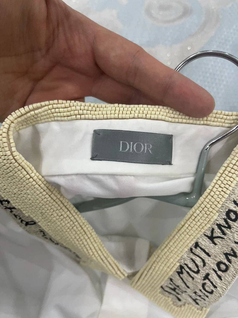 Dior Dior White Shirt with Beaded Collar Size US M / EU 48-50 / 2 - 6 Thumbnail