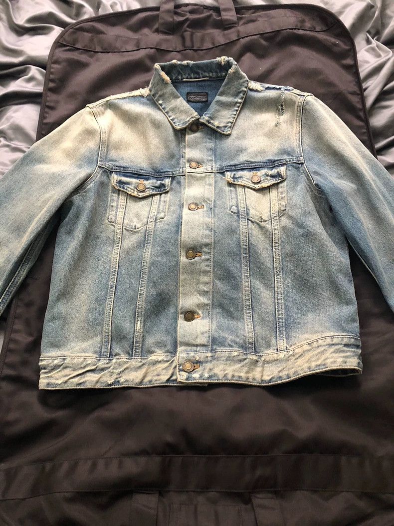 Yves Saint Laurent YSL Distressed Denim Jacket for Men and Women Size US XL / EU 56 / 4 - 2 Thumbnail