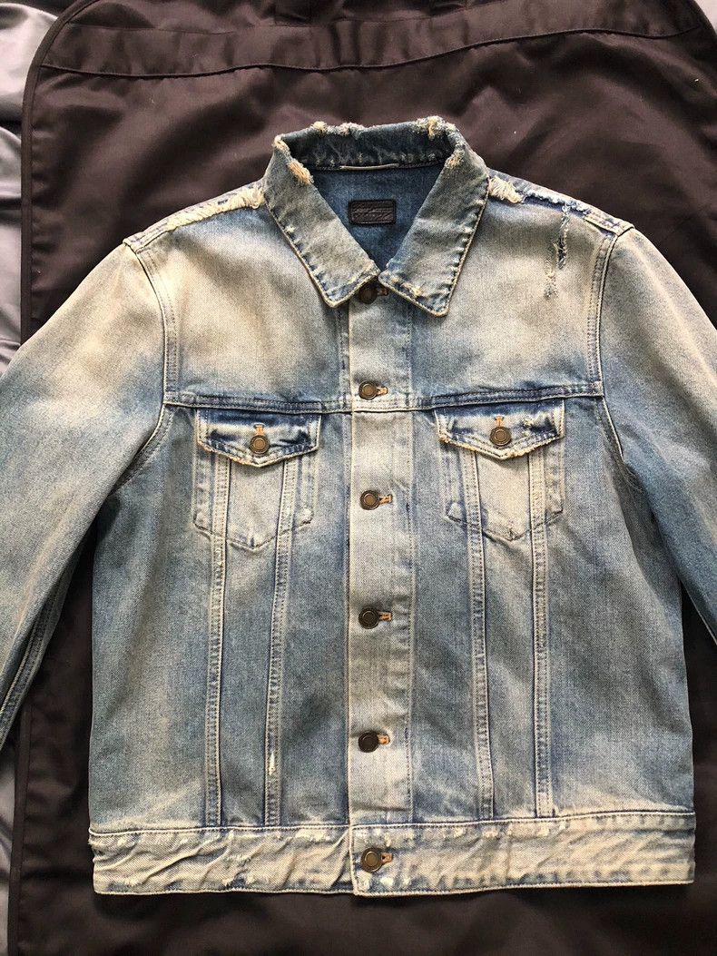 Yves Saint Laurent YSL Distressed Denim Jacket for Men and Women Size US XL / EU 56 / 4 - 3 Thumbnail