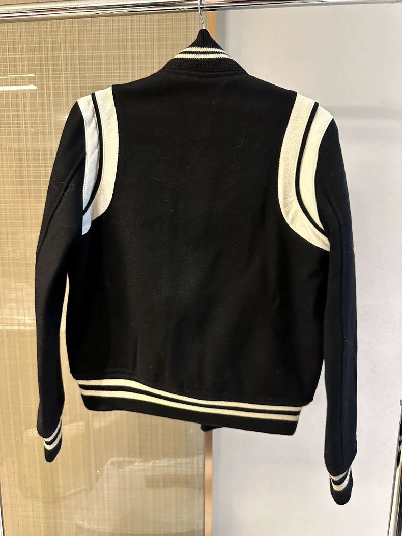 Yves Saint Laurent YSL Classic Black Baseball Jacket with Stripes Size US M / EU 48-50 / 2 - 6 Thumbnail