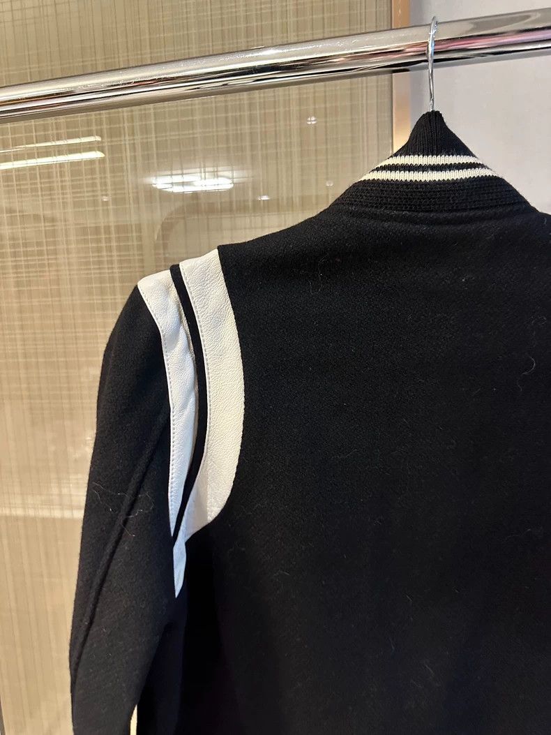 Yves Saint Laurent YSL Classic Black Baseball Jacket with Stripes Size US M / EU 48-50 / 2 - 7 Thumbnail