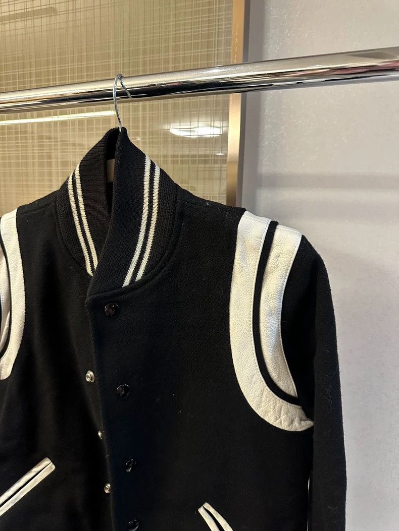 Yves Saint Laurent YSL Classic Black Baseball Jacket with Stripes Size US M / EU 48-50 / 2 - 2 Thumbnail