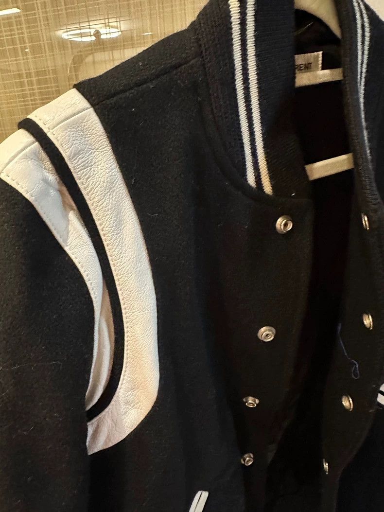 Yves Saint Laurent YSL Classic Black Baseball Jacket with Stripes Size US M / EU 48-50 / 2 - 4 Thumbnail