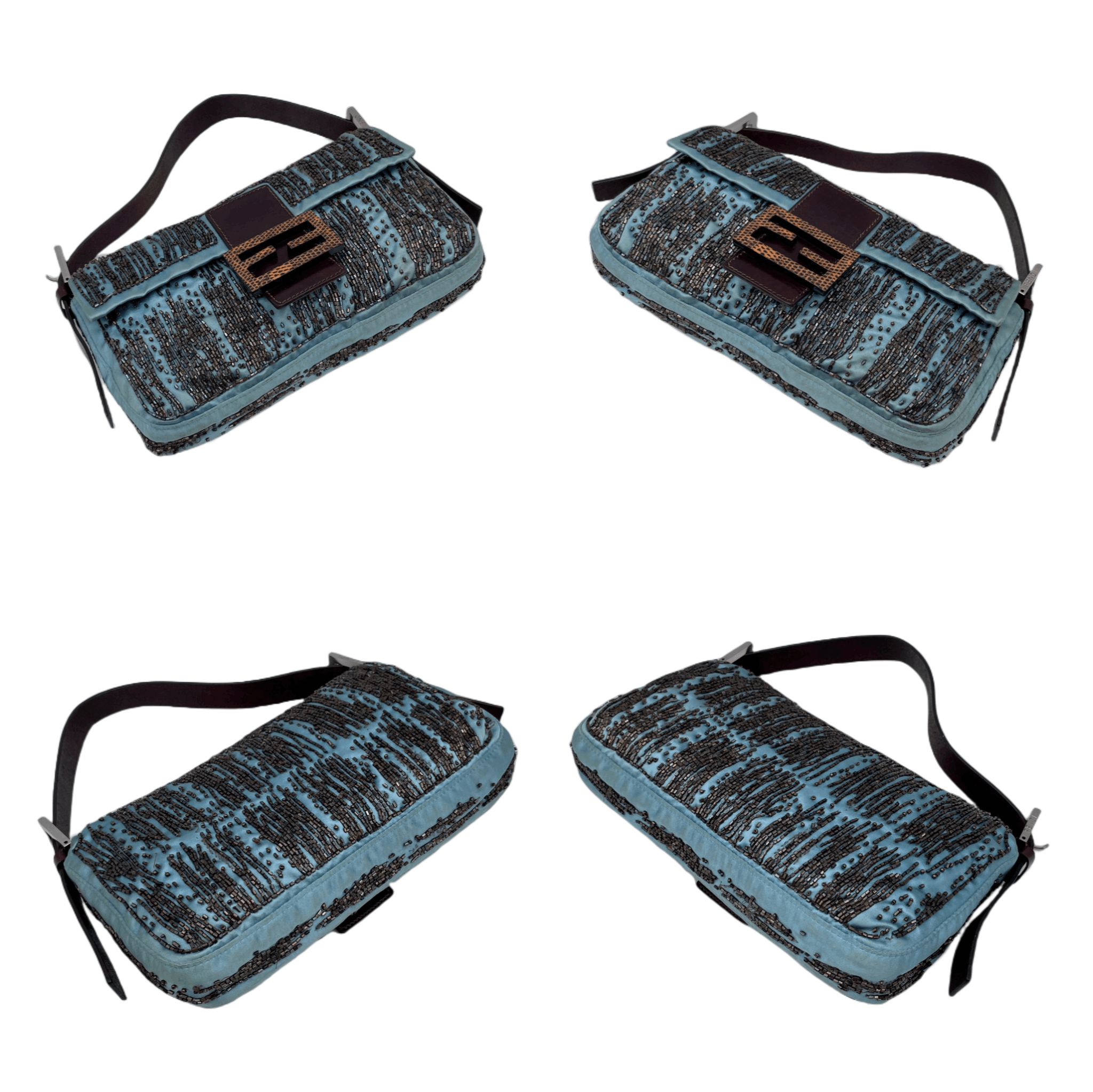 Fendi Fendi Beads Embroidery Mamma Baguette Pm Shoulder Bag Blue&Amp;Brown Size ONE SIZE - 6 Thumbnail