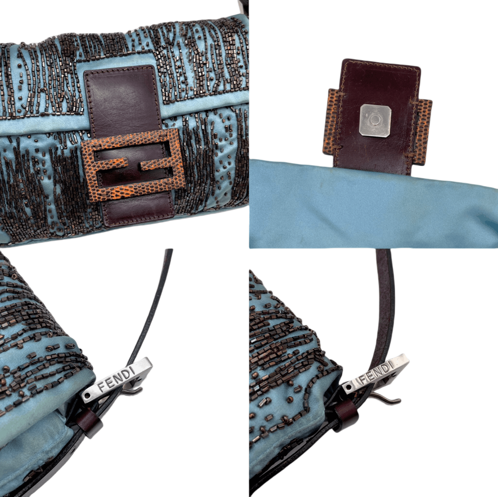 Fendi Fendi Beads Embroidery Mamma Baguette Pm Shoulder Bag Blue&Amp;Brown Size ONE SIZE - 9 Thumbnail