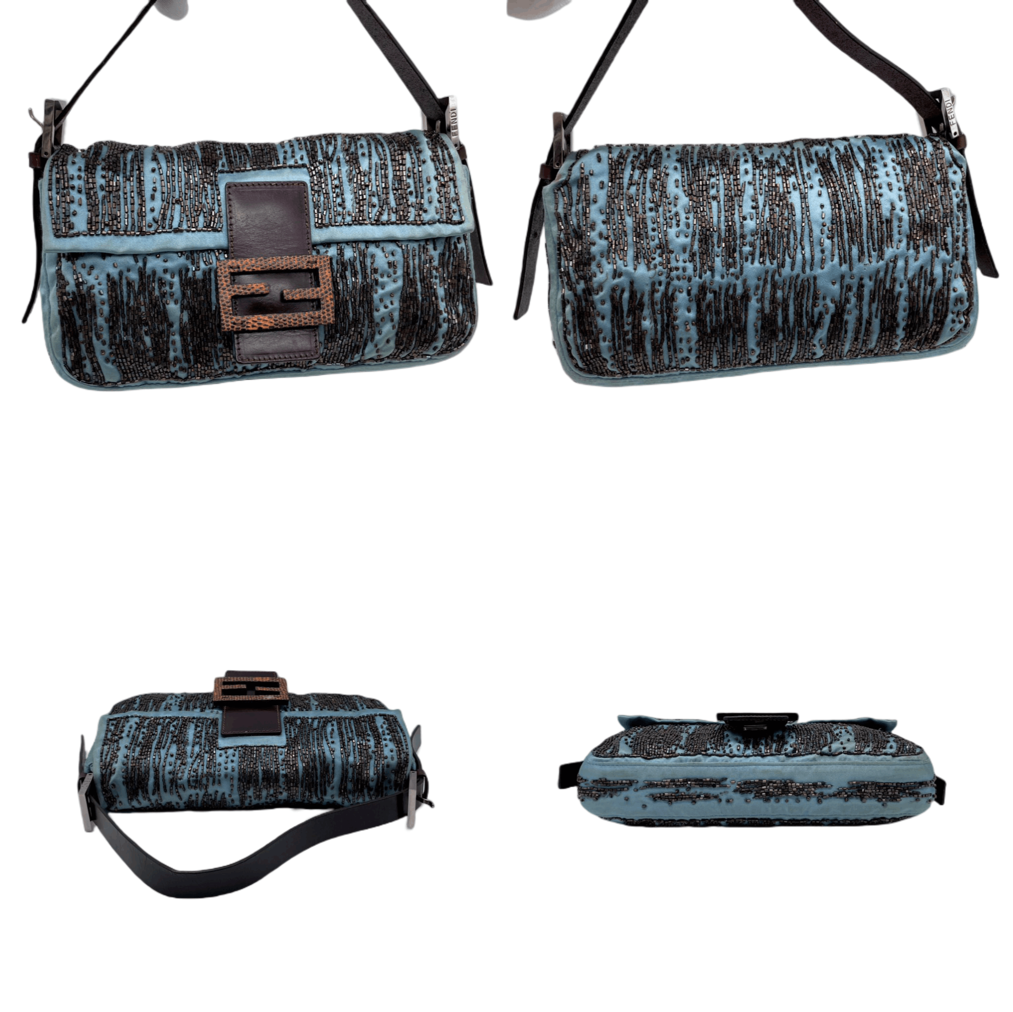 Fendi Fendi Beads Embroidery Mamma Baguette Pm Shoulder Bag Blue&Amp;Brown Size ONE SIZE - 5 Thumbnail