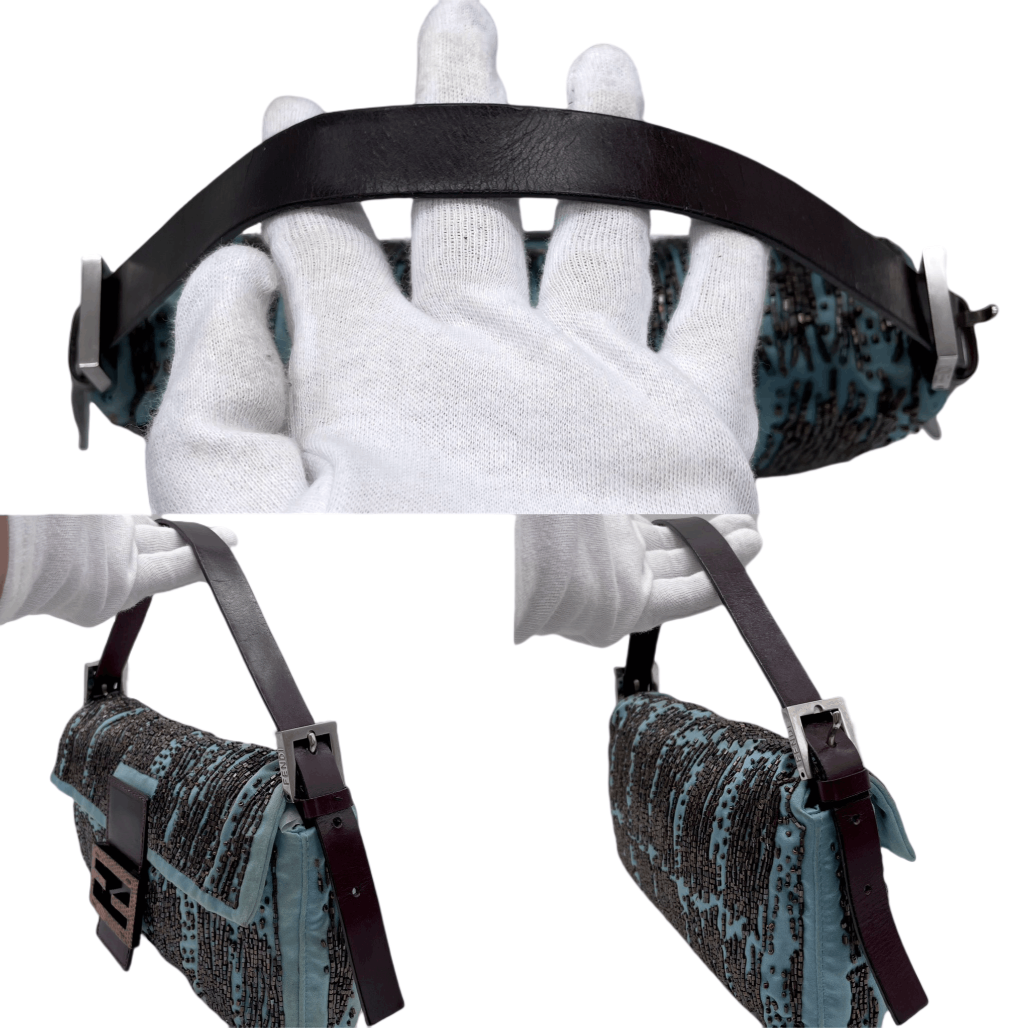 Fendi Fendi Beads Embroidery Mamma Baguette Pm Shoulder Bag Blue&Amp;Brown Size ONE SIZE - 8 Thumbnail