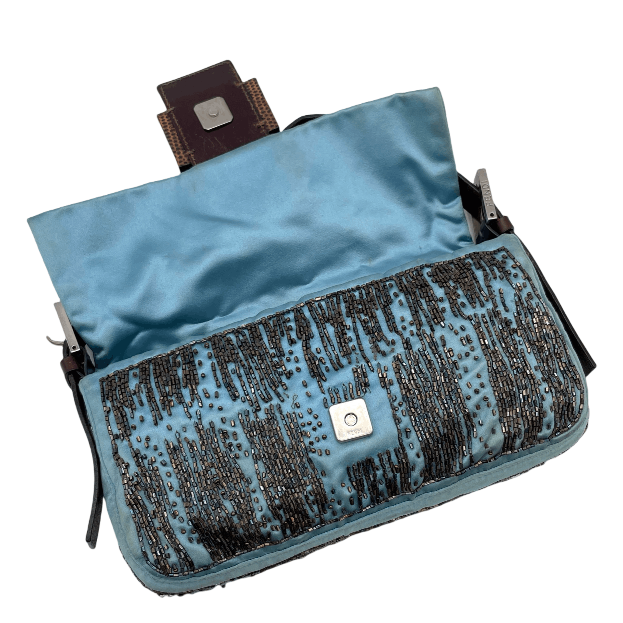 Fendi Fendi Beads Embroidery Mamma Baguette Pm Shoulder Bag Blue&Amp;Brown Size ONE SIZE - 10 Thumbnail