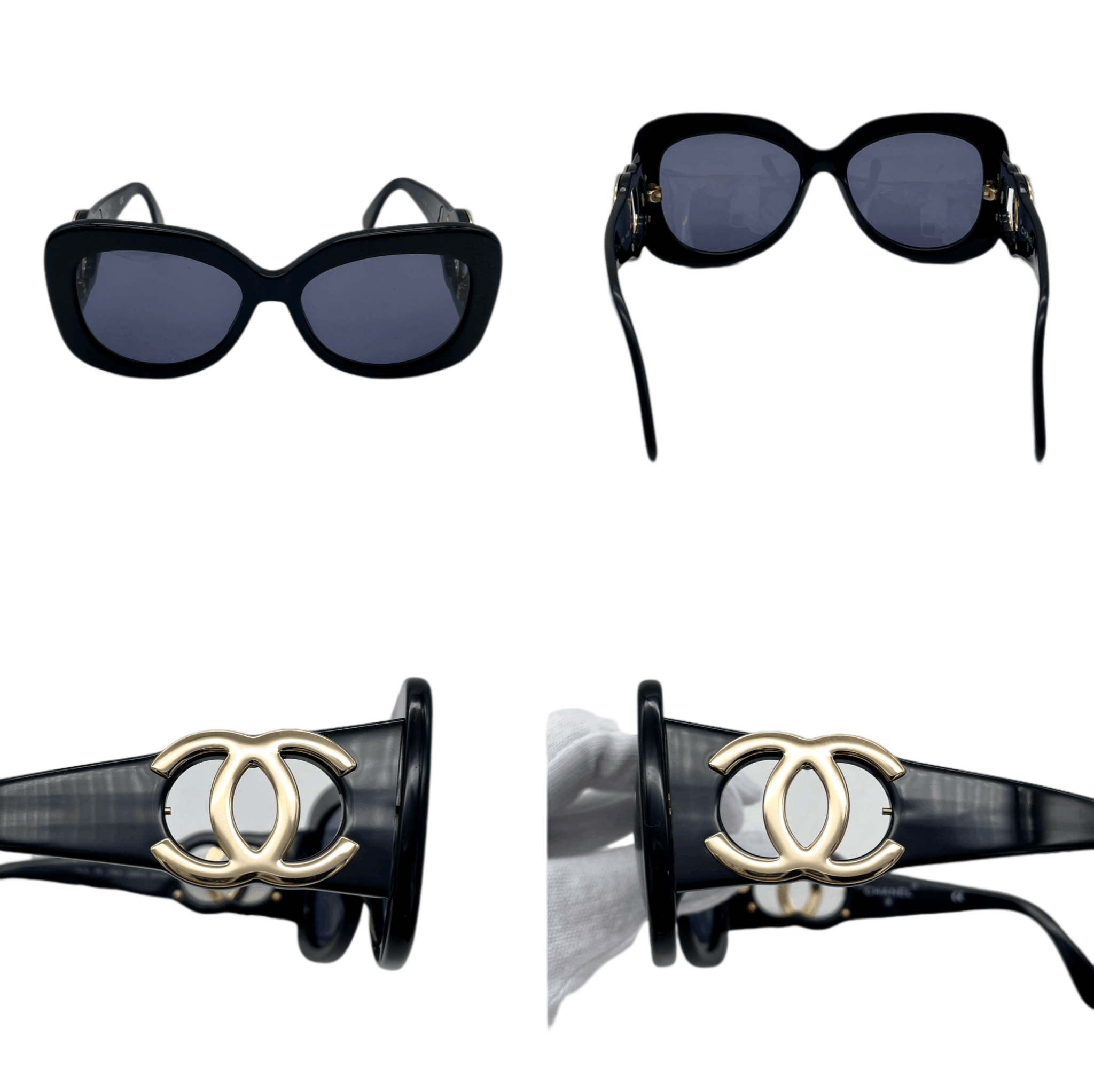 Chanel Chanel Jumbo Cc Logos Sunglasses Black &Amp; Gold Size ONE SIZE - 8 Thumbnail