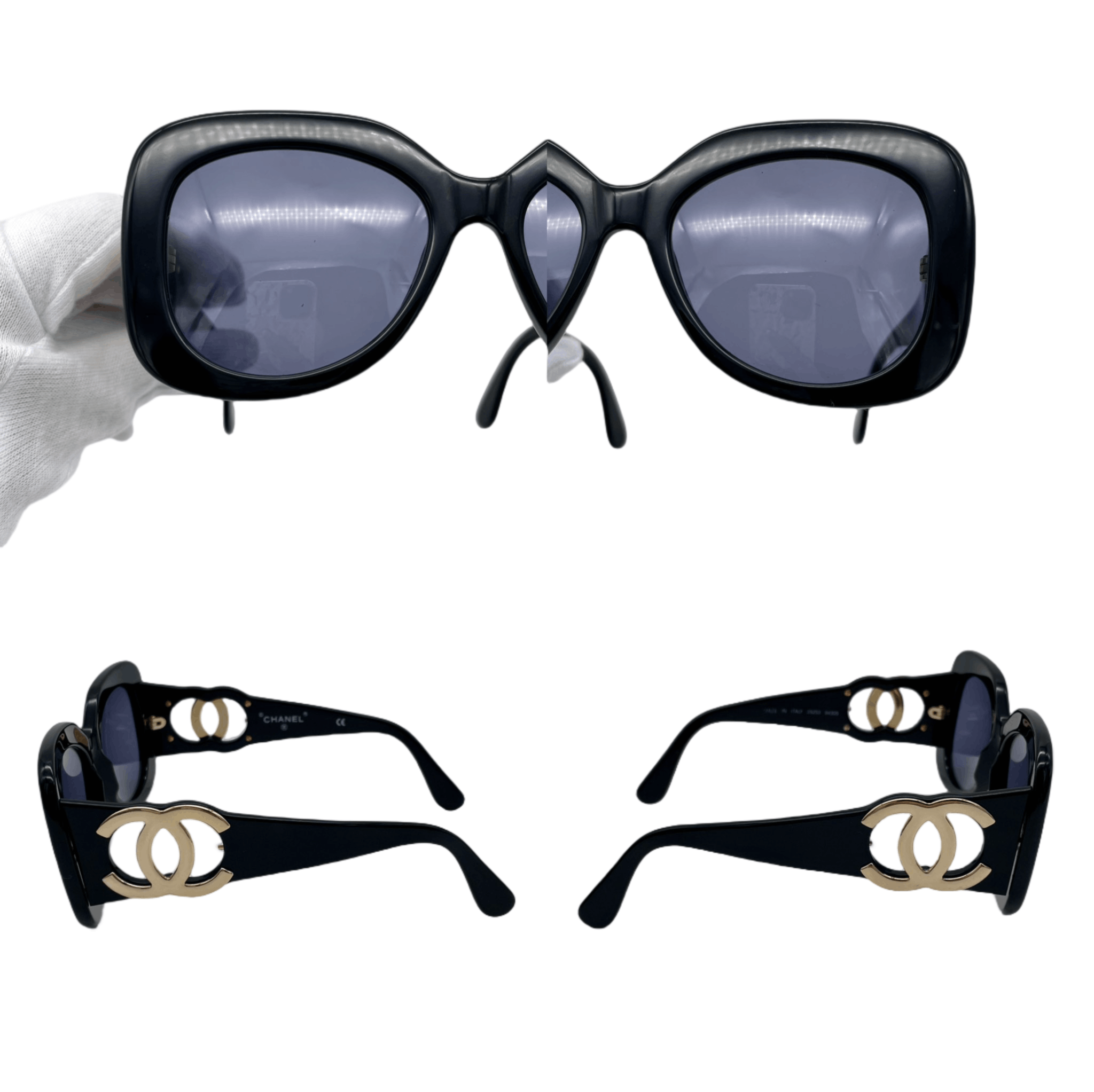 Chanel Chanel Jumbo Cc Logos Sunglasses Black &Amp; Gold Size ONE SIZE - 7 Thumbnail