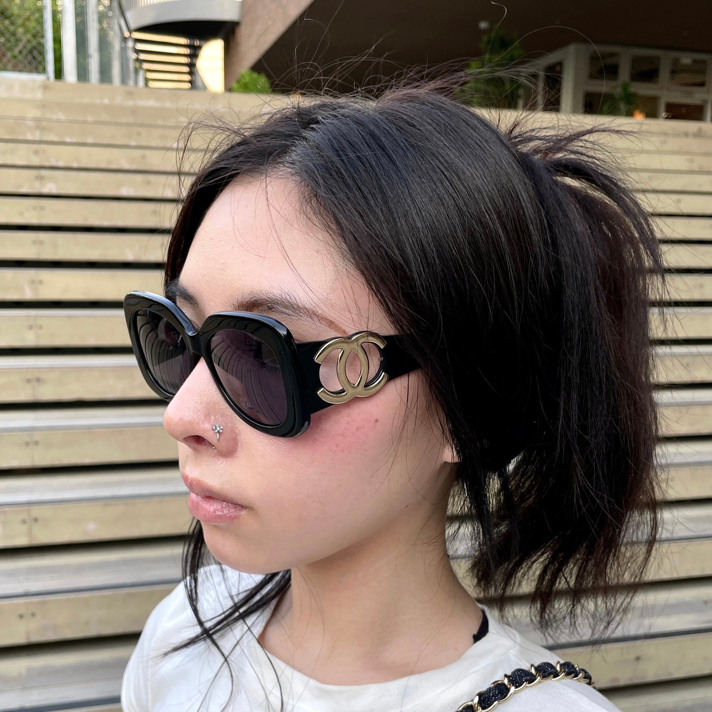 Chanel Chanel Jumbo Cc Logos Sunglasses Black &Amp; Gold Size ONE SIZE - 2 Thumbnail