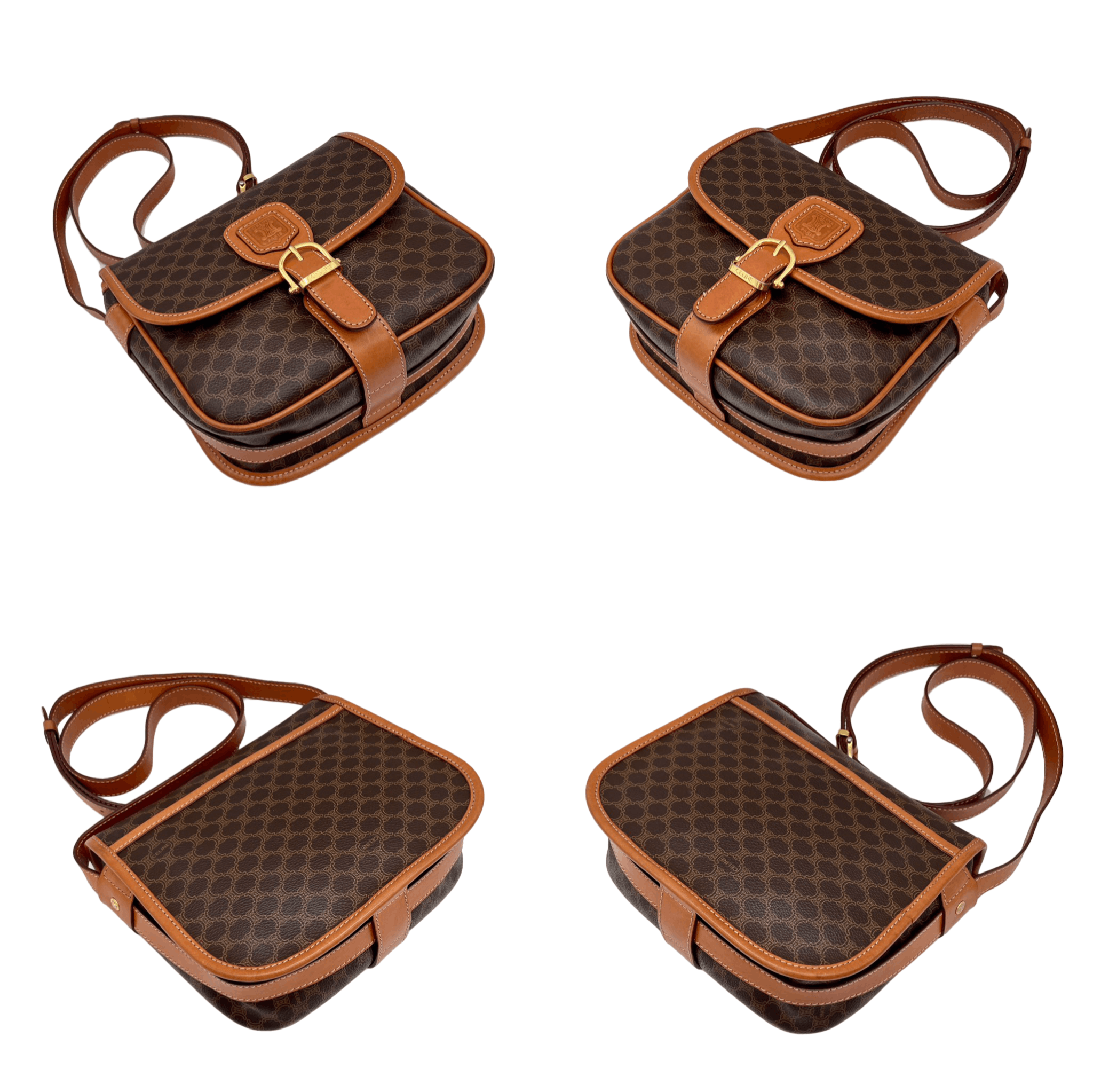 Celine Celine Macadam Horse Bit Crossbody Shoulder Bag Brown &Amp; Gold Size ONE SIZE - 10 Thumbnail