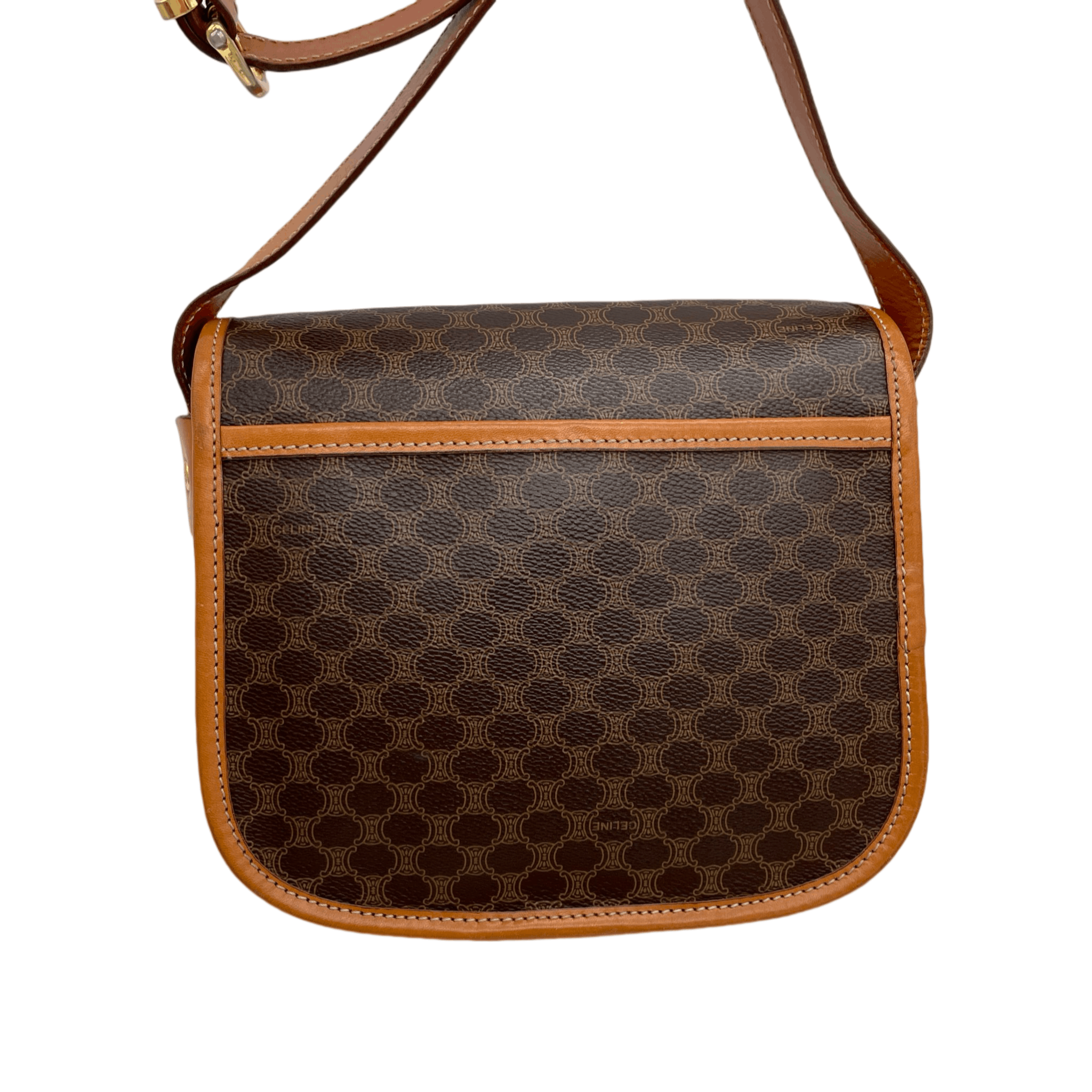 Celine Celine Macadam Horse Bit Crossbody Shoulder Bag Brown &Amp; Gold Size ONE SIZE - 6 Thumbnail