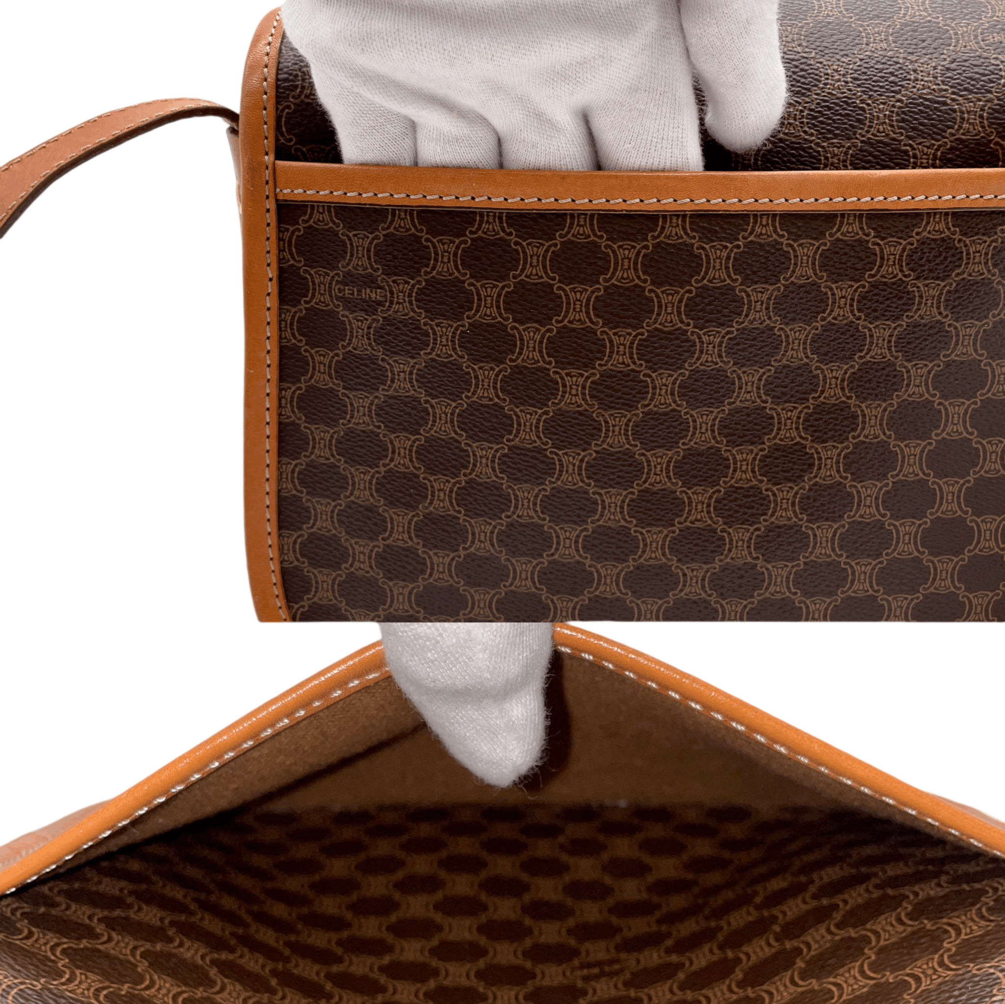 Celine Celine Macadam Horse Bit Crossbody Shoulder Bag Brown &Amp; Gold Size ONE SIZE - 12 Thumbnail