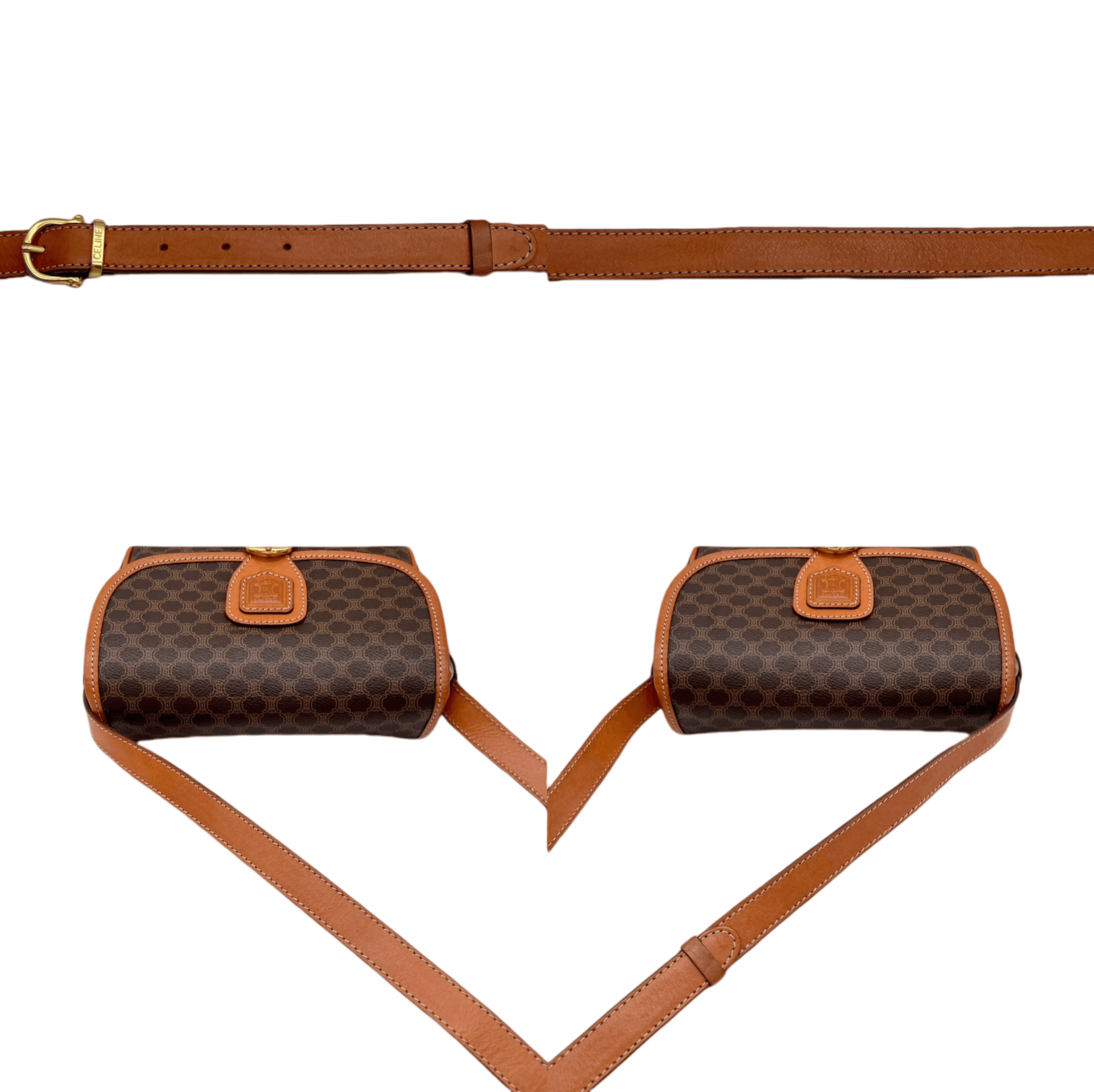 Celine Celine Macadam Horse Bit Crossbody Shoulder Bag Brown &Amp; Gold Size ONE SIZE - 9 Thumbnail