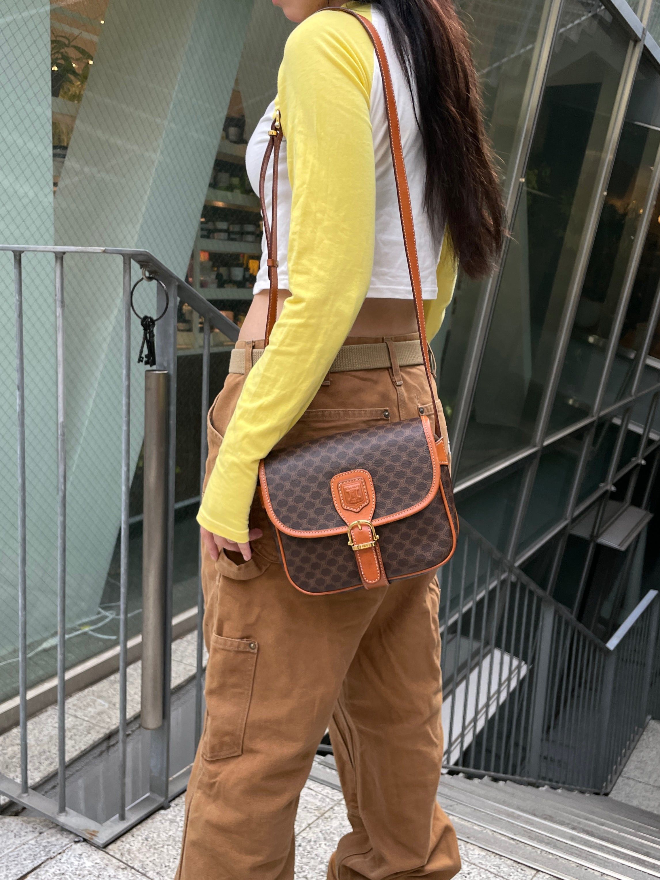 Celine Celine Macadam Horse Bit Crossbody Shoulder Bag Brown &Amp; Gold Size ONE SIZE - 2 Thumbnail