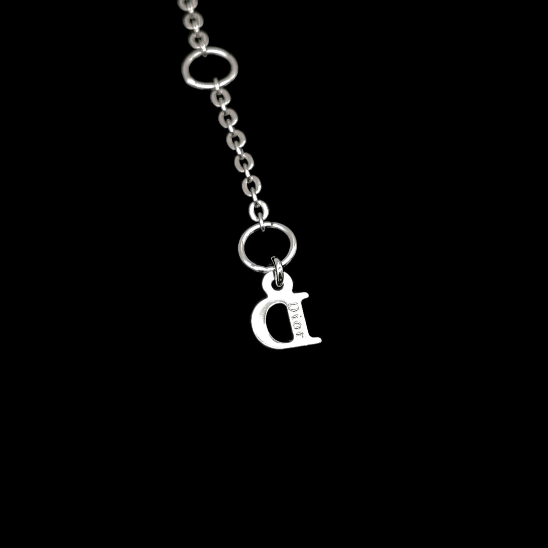 Dior Christian Dior D Ior Rhinestone Pendant Chain Necklace Silver Size ONE SIZE - 10 Thumbnail