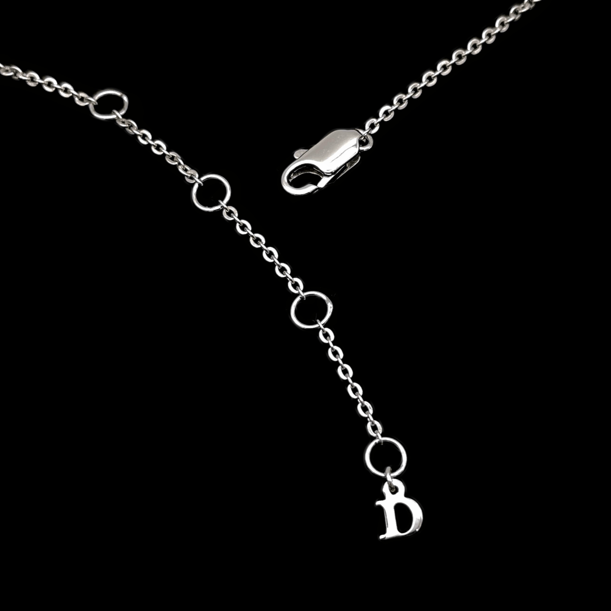 Dior Christian Dior D Ior Rhinestone Pendant Chain Necklace Silver Size ONE SIZE - 9 Thumbnail