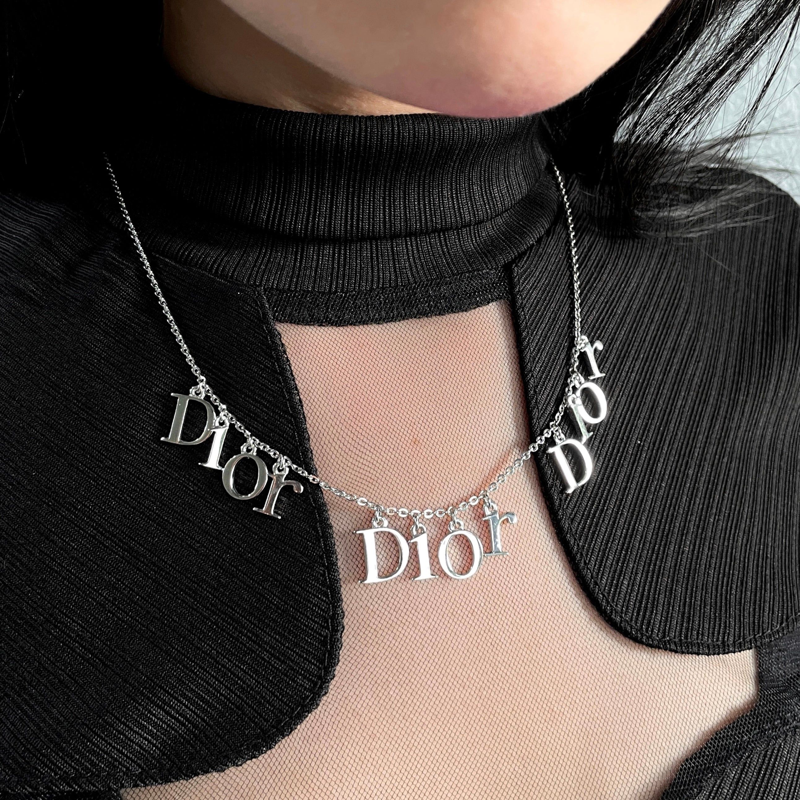 Dior Christian Dior D Ior Pendant X 3 Necklace Silver Size ONE SIZE - 3 Thumbnail
