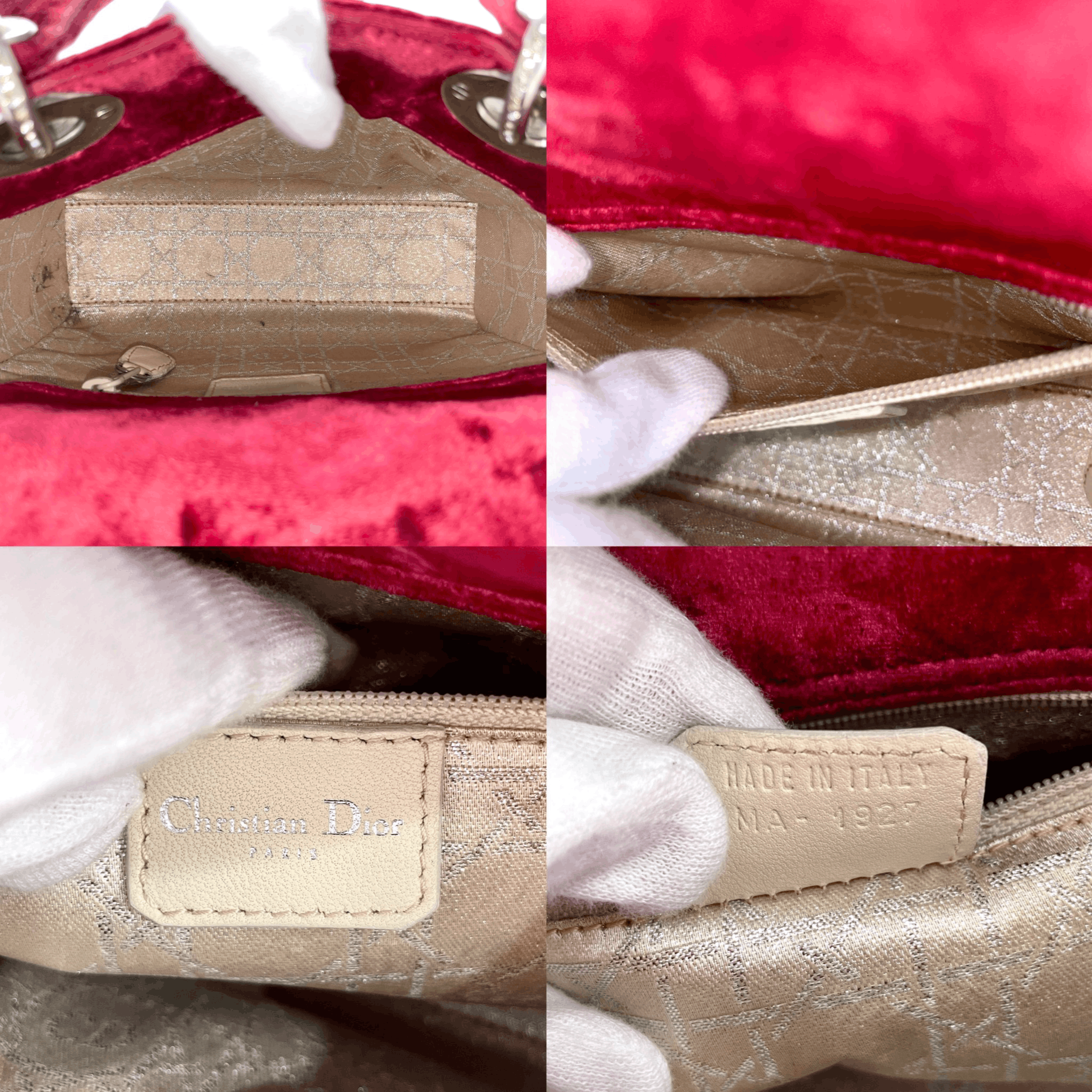 Dior Christian Dior Cannage Ladydior Rhinestone Pendant Mini Handbag Red &Amp; Silver Size ONE SIZE - 15 Thumbnail