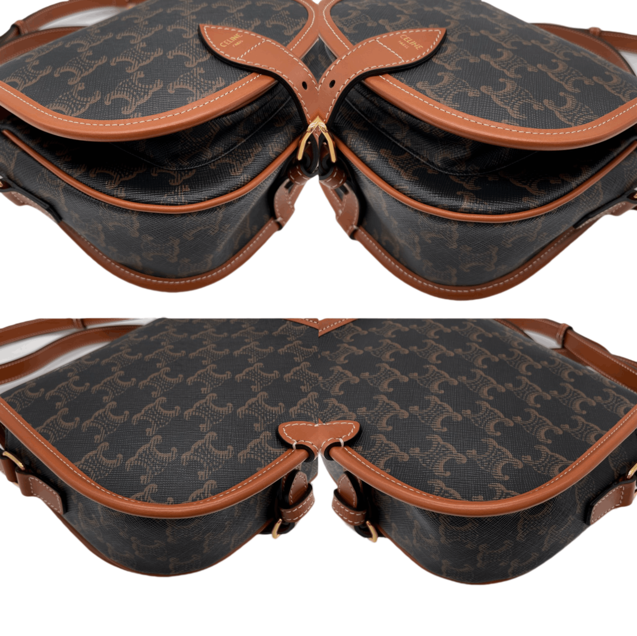 Celine Great Condition Celine Medium Folco Bag In Triomphe Canvas &Amp; Calfskin Crossbody Shoulder Size ONE SIZE - 12 Thumbnail
