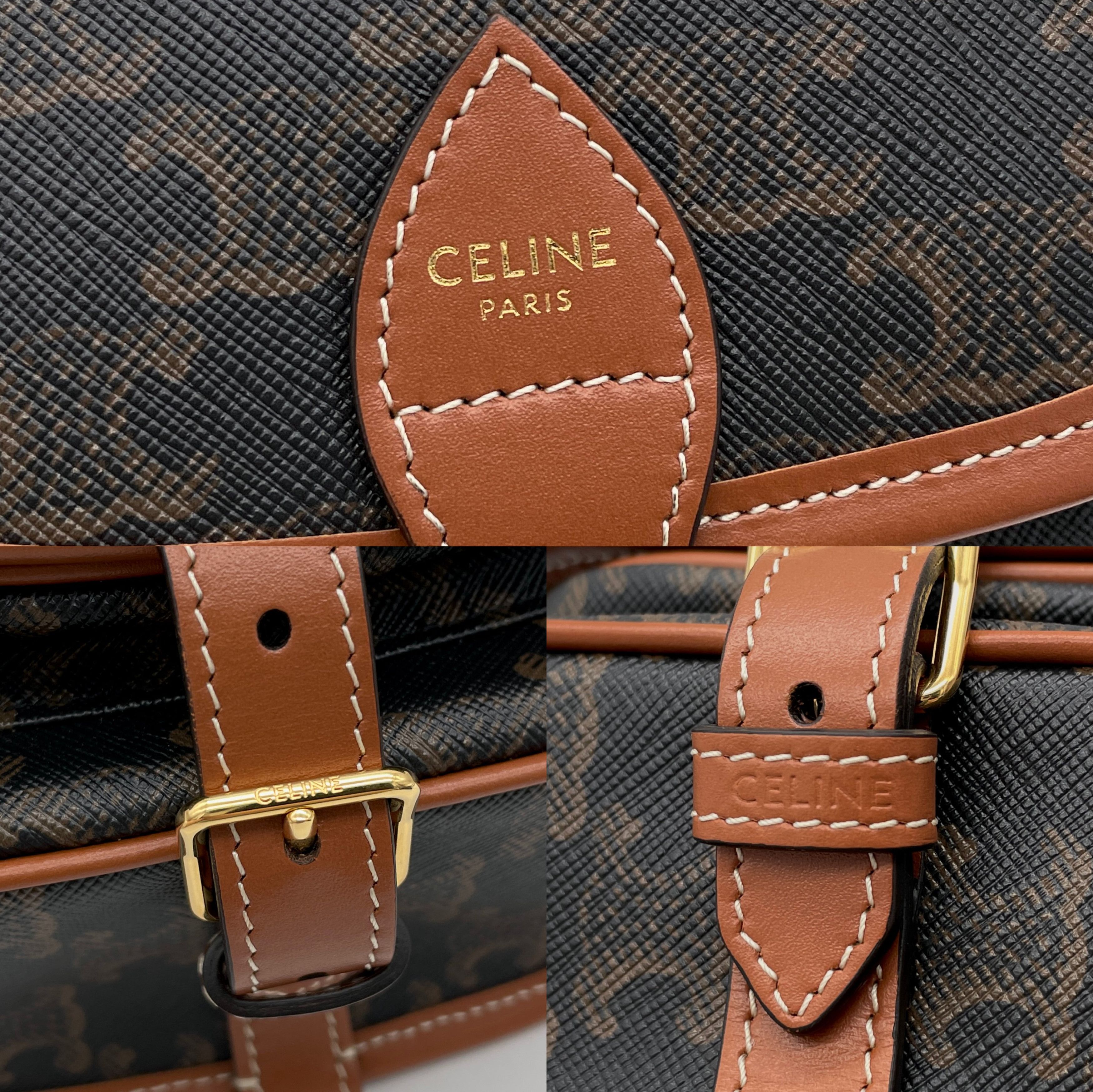 Celine Great Condition Celine Medium Folco Bag In Triomphe Canvas &Amp; Calfskin Crossbody Shoulder Size ONE SIZE - 8 Thumbnail