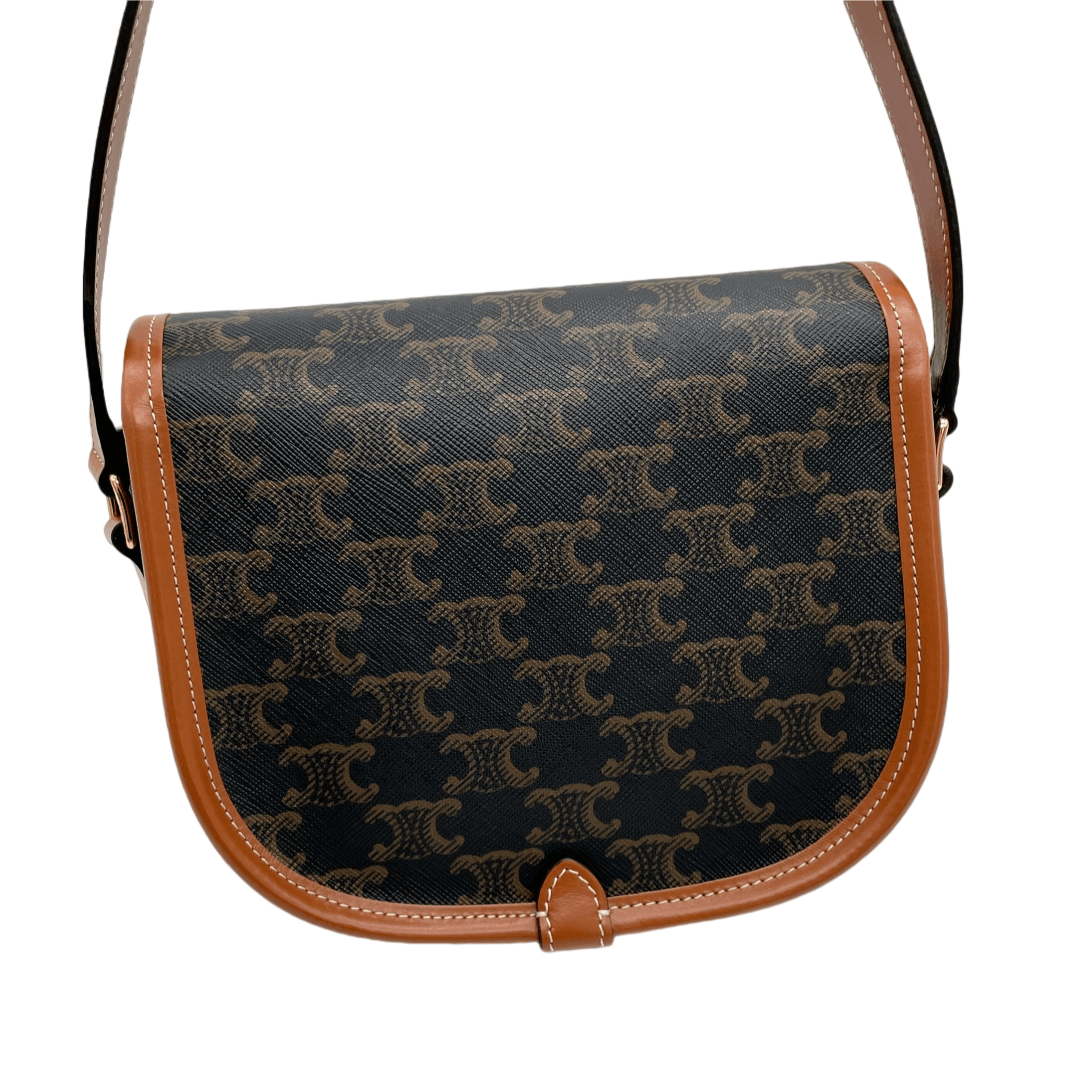 Celine Great Condition Celine Medium Folco Bag In Triomphe Canvas &Amp; Calfskin Crossbody Shoulder Size ONE SIZE - 7 Thumbnail