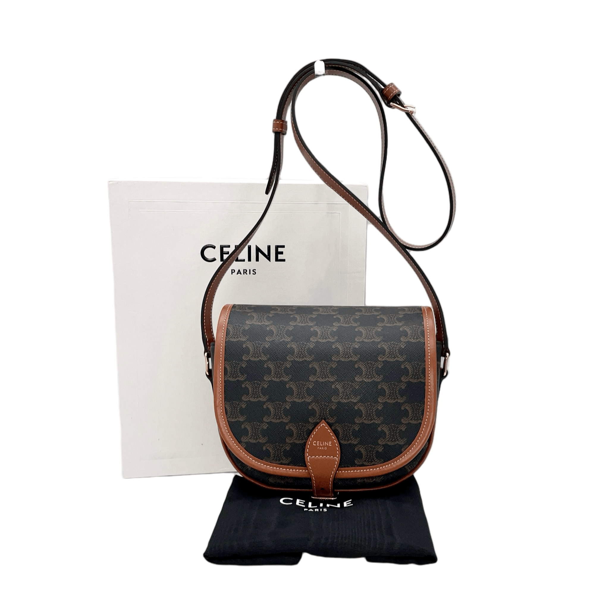 Great Condition Celine Medium Folco Bag In Triomphe Canvas