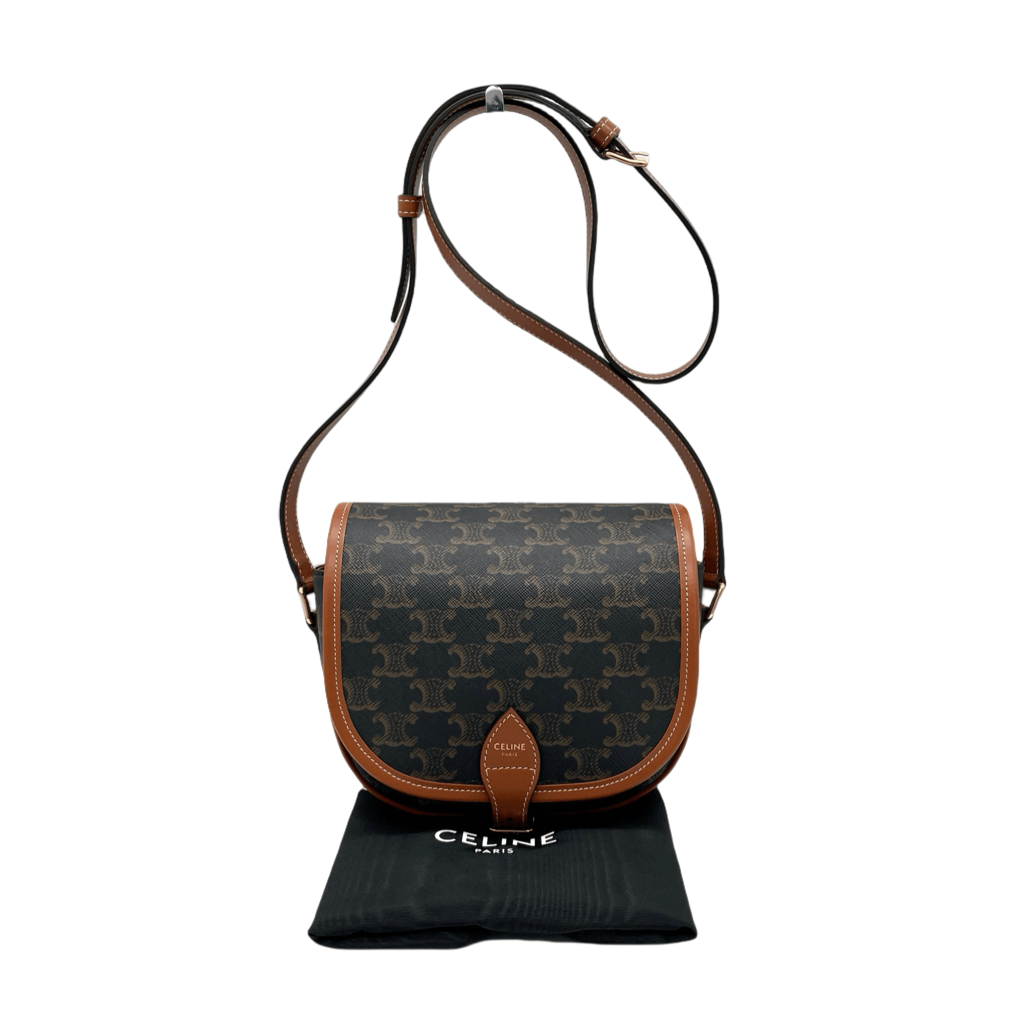 Great Condition Celine Medium Folco Bag In Triomphe Canvas